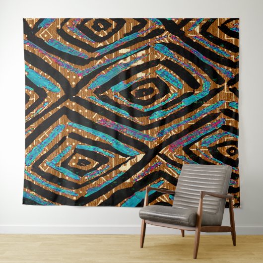 Afdruk van Afrikaanse modderkleding Wandkleed (In Situ (horizontaal))