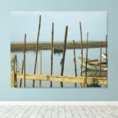 Afdruk van groen oester boat Wrapped Canvas (Insitu (Houten vloer))