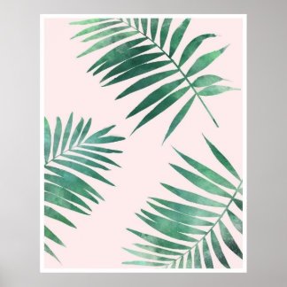 Afdruk van groene en roze botanische posters