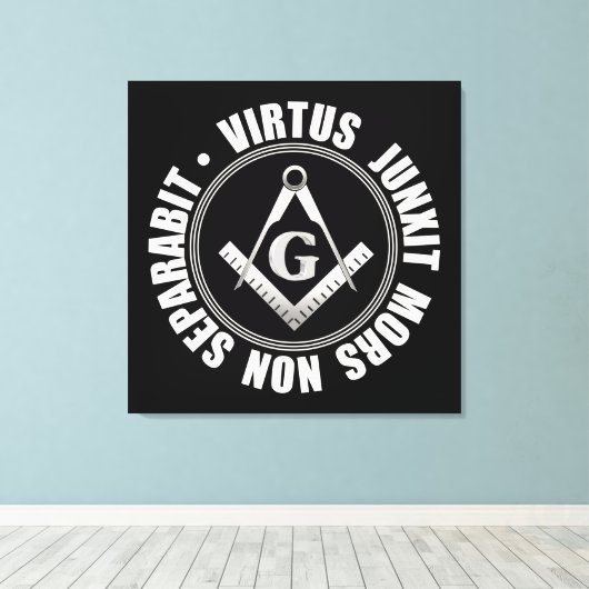 Afdruk van masonische symboolcanvas canvas afdruk (Insitu (Houten vloer))