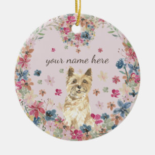 Afdruk van paardebloemen voor terrier Dog Keramisch Ornament
