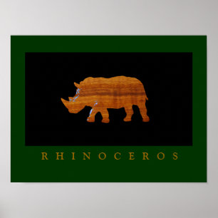 Afdruk van rinoceros op muren poster