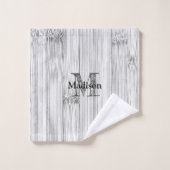 Afdruk van roodgrijs bamboe Monogram Bad Handdoek (Wasdoekje)