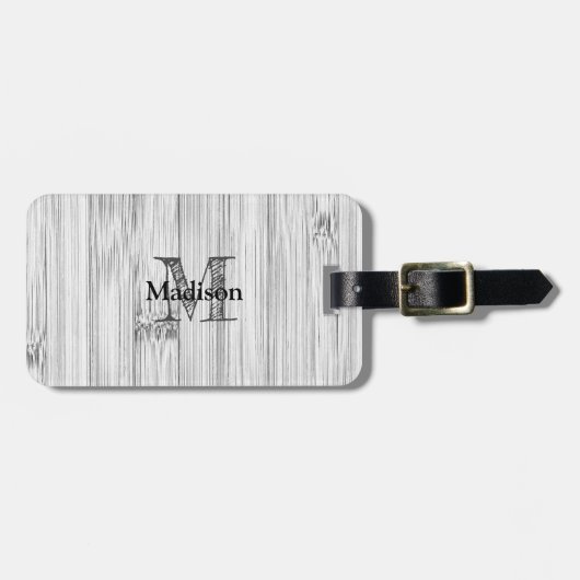 Afdruk van roodgrijs bamboe Monogram Bagagelabel (Voorkant horizontaal)