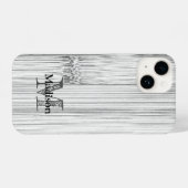 Afdruk van roodgrijs bamboe Monogram iPhone Hoesje (Achterkant horizontaal)