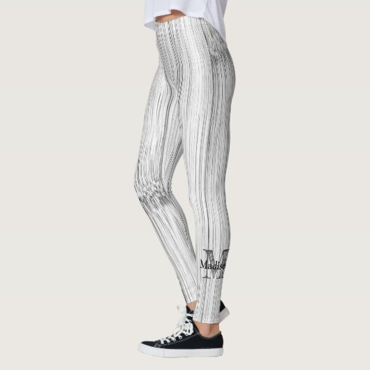Afdruk van roodgrijs bamboe Monogram Leggings (Links)