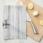 Afdruk van roodgrijs bamboe Monogram Theedoek (Quarter Fold)