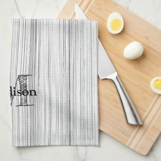 Afdruk van roodgrijs bamboe Monogram Theedoek (Quarter Fold)