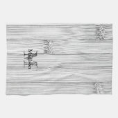 Afdruk van roodgrijs bamboe Monogram Theedoek (Horizontaal)