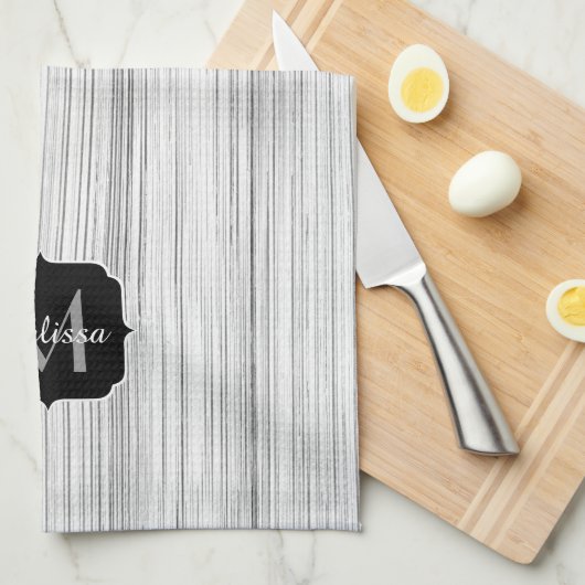 Afdruk van roodgrijs bamboe Monogram Theedoek (Quarter Fold)