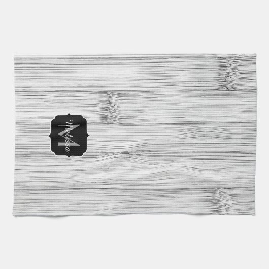 Afdruk van roodgrijs bamboe Monogram Theedoek (Horizontaal)