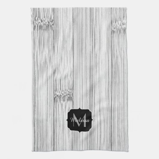 Afdruk van roodgrijs bamboe Monogram Theedoek (Verticaal)