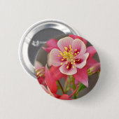 Afdruk van roze bloemen ronde button 5,7 cm (Voorkant /achterkant)
