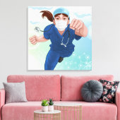 Afdruk van schilderwerk van vliegende damestudokte canvas afdruk (Insitu (Woonkamer))