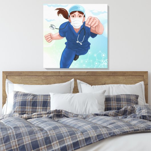 Afdruk van schilderwerk van vliegende damestudokte canvas afdruk (Insitu (Slaapkamer))