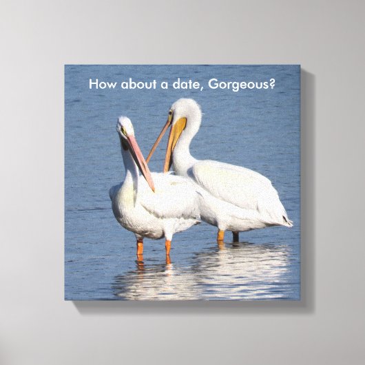 Afdruk van twee grappige pelikanen canvas afdruk (Voorkant)