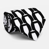 Afdruk van zwart-wit-champagne-fluitglas stropdas (Opgerold)