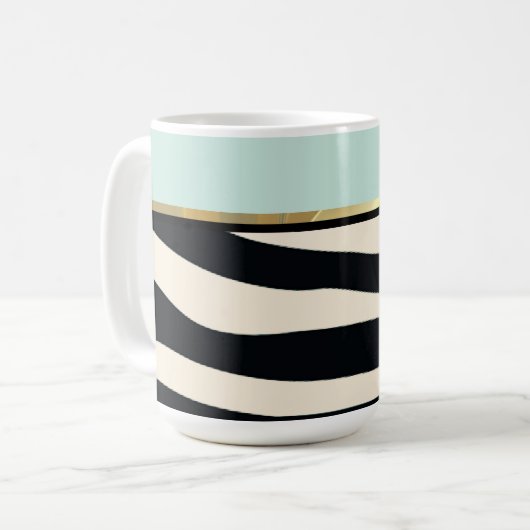 Afdruk van zwart-wit en zwart-wit koffiemok (Voorkant links)