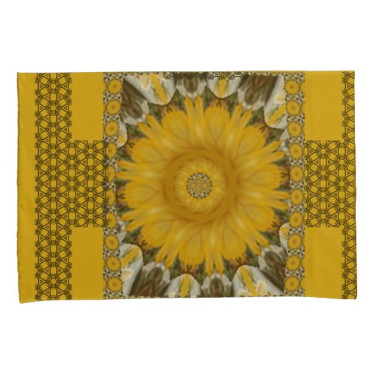 Afdruk Zonnebloem Golden Design Queen Size Kussensloop (Voorkant-Rechts)
