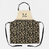 Afdruk zwart en tan-luipaard | Monogrammed Apron Schort (Voorkant)
