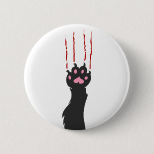 Afdruk zwart kattepoot - achtergrondkleur kiezen ronde button 5,7 cm