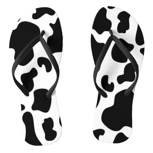Afdruk zwart-wit Koe Teenslippers (Voetbed)
