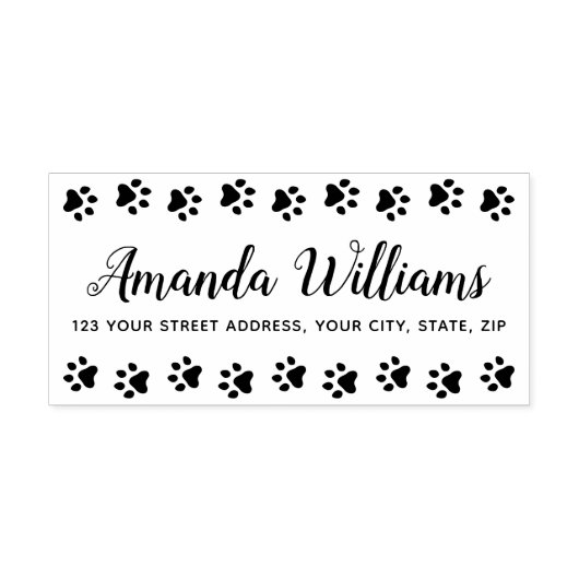 Afdrukadres met pootafdrukrand rubberstempel (Afrduk)