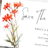Afdrukbaar Boho Rode Wilde Bloemen QR Code Script Save The Date