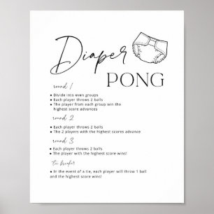 Afdrukbaar Luier Pong Baby Shower Spel Poster