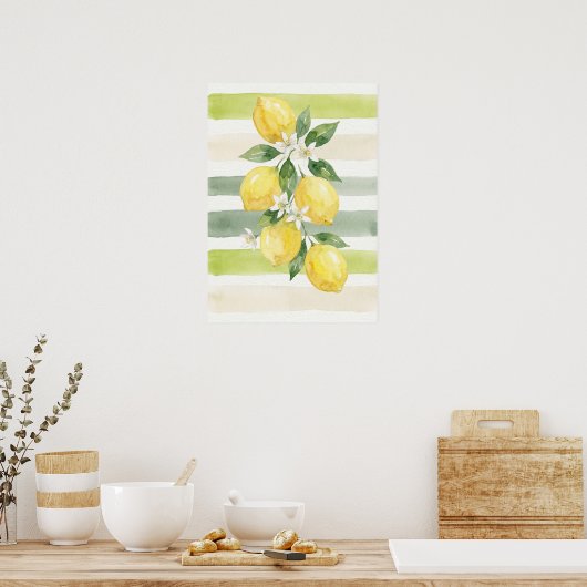 Afdrukbaar Muurkunst Citroen Aquarel Botanisch Poster (Keuken)