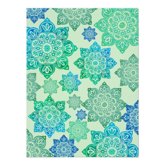 Afdrukbaar Poster met groene en blauwe medaillons Perfect Poster (Voorkant)