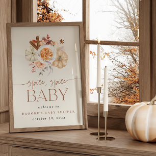 Afdrukbaar Pumpkin Spice Baby Shower Welkomstbord Poster