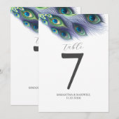 Afdrukbaar Tafelnummer Waterverf Peacock Veren (Voorkant / Achterkant)