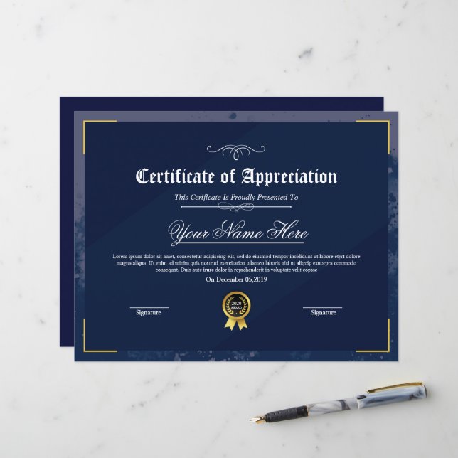 Afdrukbaar waardecertificaat (Voorkant / Achterkant in situ)