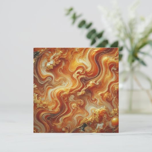 Afdrukbare Autumnal Marble Gold & Sinaasappel Scra Kaart (Staand voorkant)