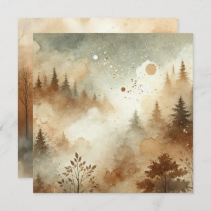 Afdrukbare Autumnal Waterverf Forest Scrapbook Kaart