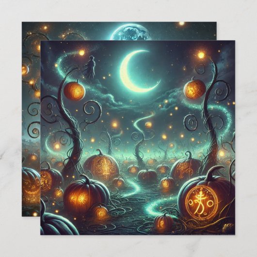 Afdrukbare Autumnal Whimsigoth Pumpkins Scrapbook Kaart (Voorkant / Achterkant)