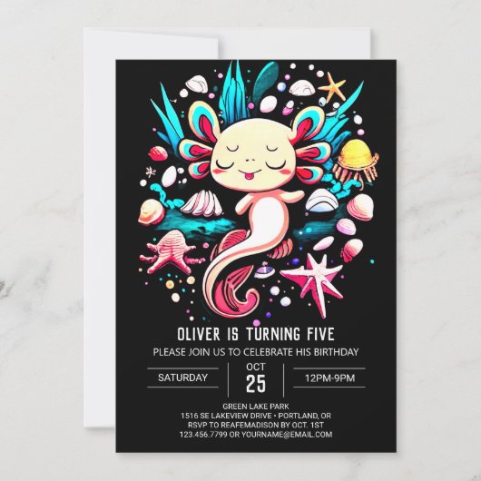 Afdrukbare Axolotl Custom Verjaardag Kaart (Voorkant)