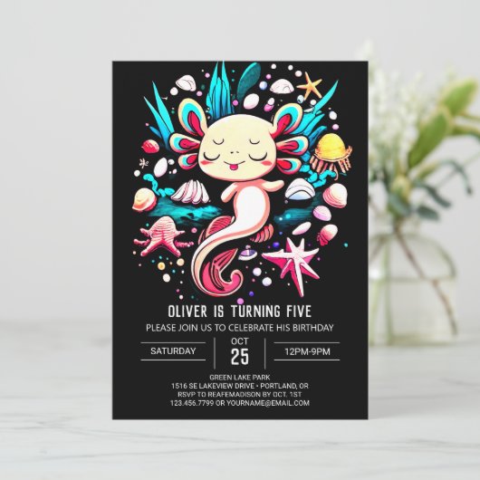 Afdrukbare Axolotl Custom Verjaardag Kaart (Staand voorkant)