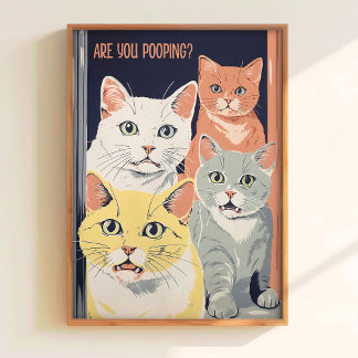 Afdrukbare badkamer muur kunst kat kunst toilet po poster
