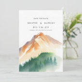 afdrukbare berg in het bos save the date (Staand voorkant)