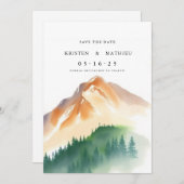 afdrukbare berg in het bos save the date (Voorkant / Achterkant)