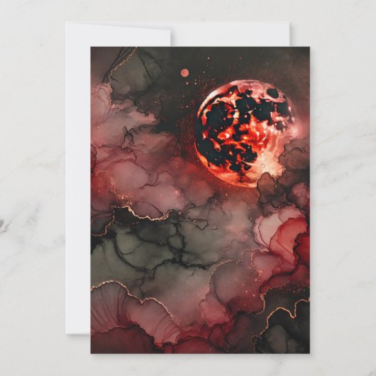 Afdrukbare Bloed Maan Glow Alcohol Ink Scrapbook Kaart (Voorkant)