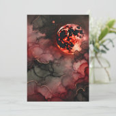 Afdrukbare Bloed Maan Glow Alcohol Ink Scrapbook Kaart (Staand voorkant)