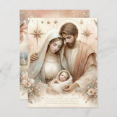 Afdrukbare Bloemen Waterverf Baby Jesus Cardstock Kaart (Voorkant / Achterkant)