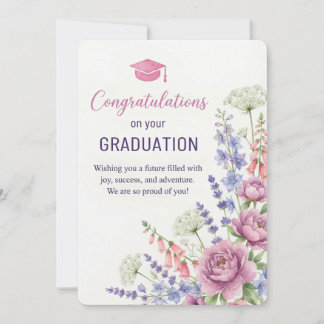 Afdrukbare bloemengraduatiekaart | Gefeliciteerd Kaart