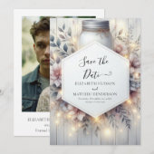 Afdrukbare Classic Mason Jar Wedding Save The Date (Voorkant / Achterkant)