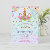 Afdrukbare eenhoorn Verjaardagsuitnodiging Sjabloo Kaart (Staand voorkant)