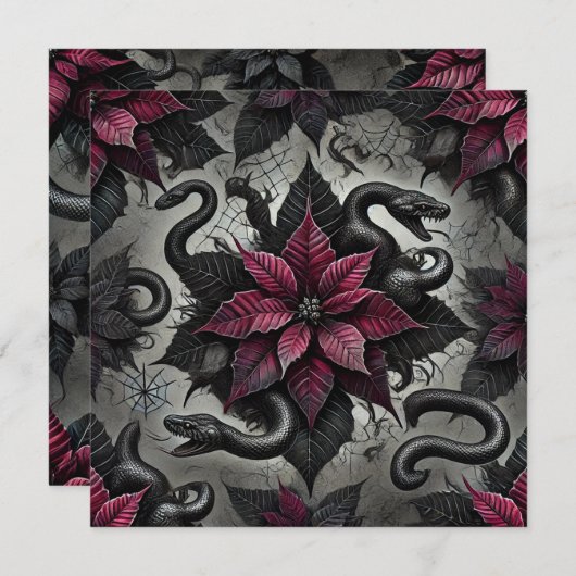 Afdrukbare giftige poinsettia bloeit plakboek kaart (Voorkant / Achterkant)