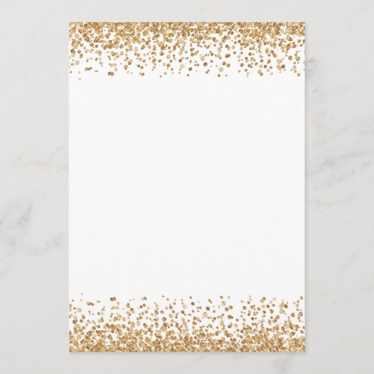 Afdrukbare gouden glitter script bruiloft menu kaart (Achterkant)